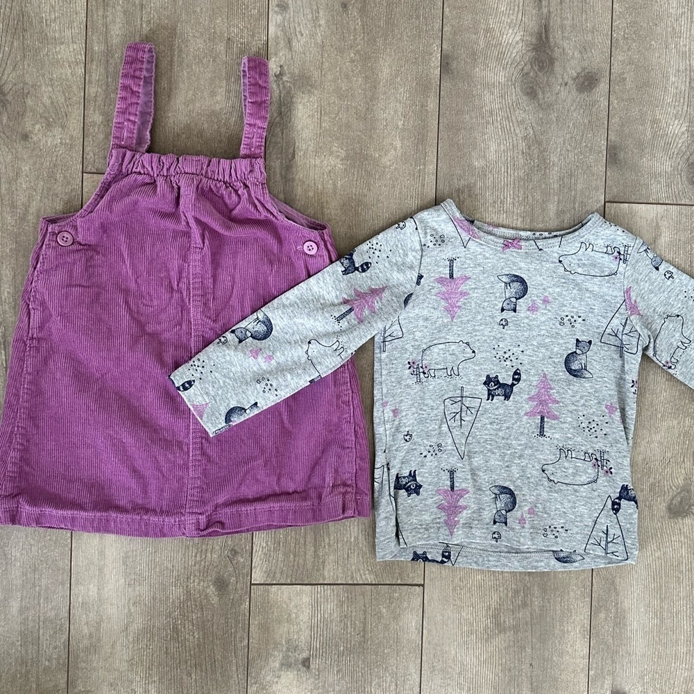 Carter’s corduroy pinafore jumper set 18 months baby girl purple
Euc